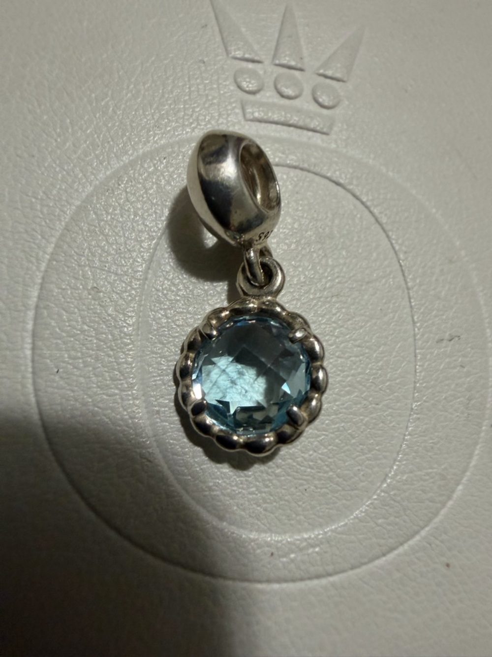 Authentic Pandora Cool Breeze Blue Topaz Dangle Charm Silver